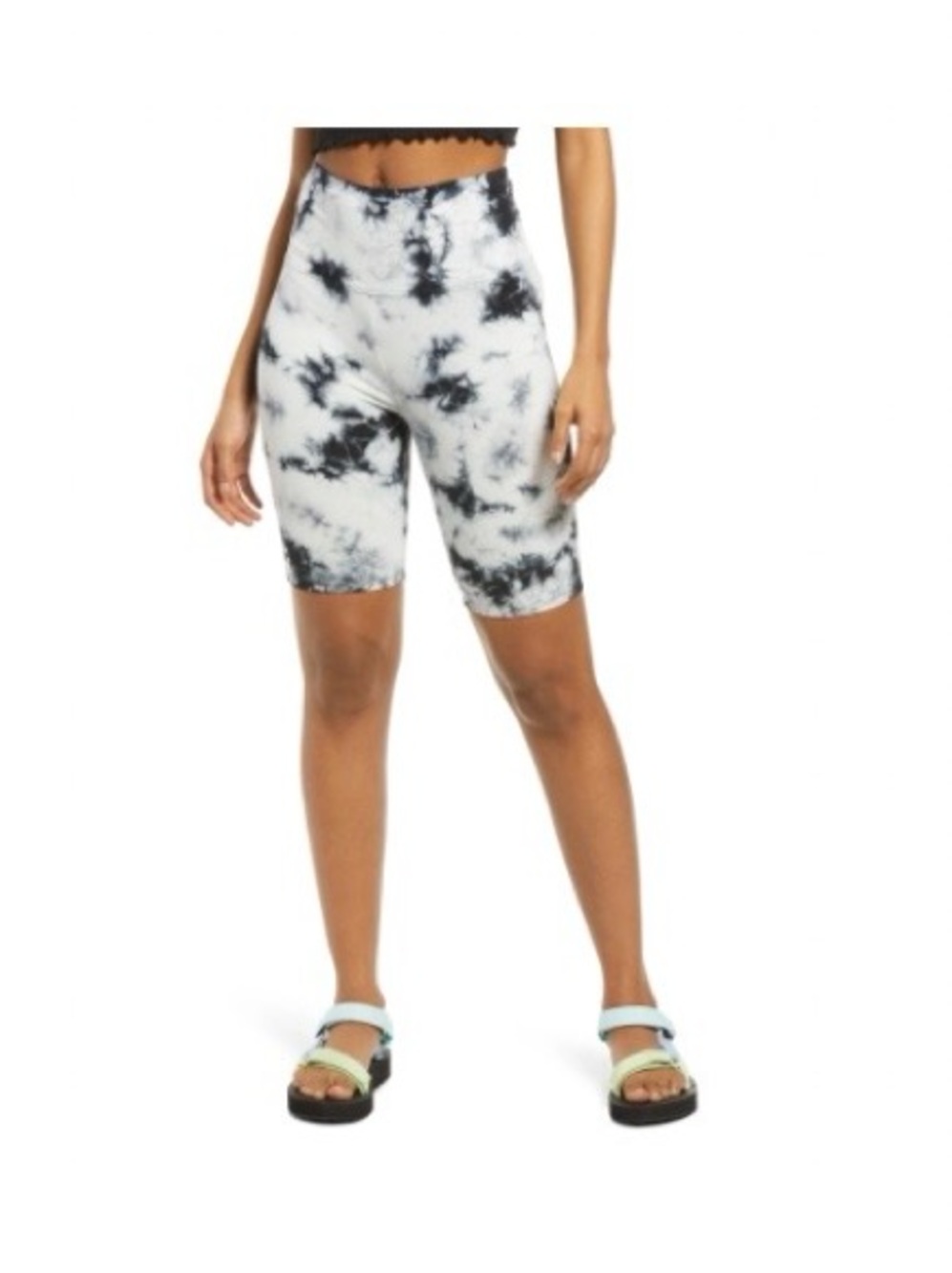 bp Black & White Tie-Dye High-Waist Bike Shorts